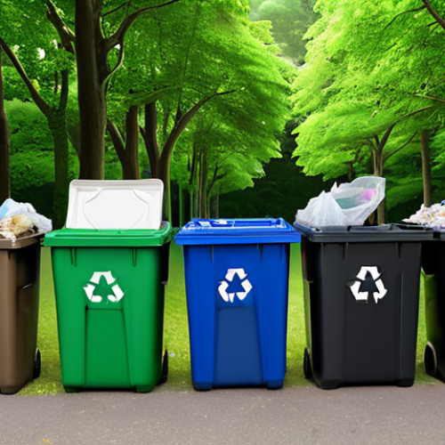 Home 19 **
A diverse group of people are recycling different types of waste into their respective bins; plastic, paper, glass. Add an eco-friendly background with trees and green environment.
**