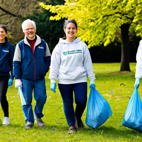 Home 12 Community Action for Climate**
A diverse group of fully clothed volunteers participates in a community clean-up event in a local park, picking up litter and planting trees, modest clothing, appropriate attire, safe for work, perfect anatomy, natural proportions, bright sunny day, educational, family-friendly, professional photography, high quality.
**